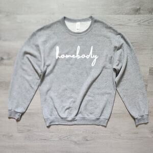 Jerzees Women's Homebody Graphic Long Sleeve Crewneck Pullover Sweatshirt Medium